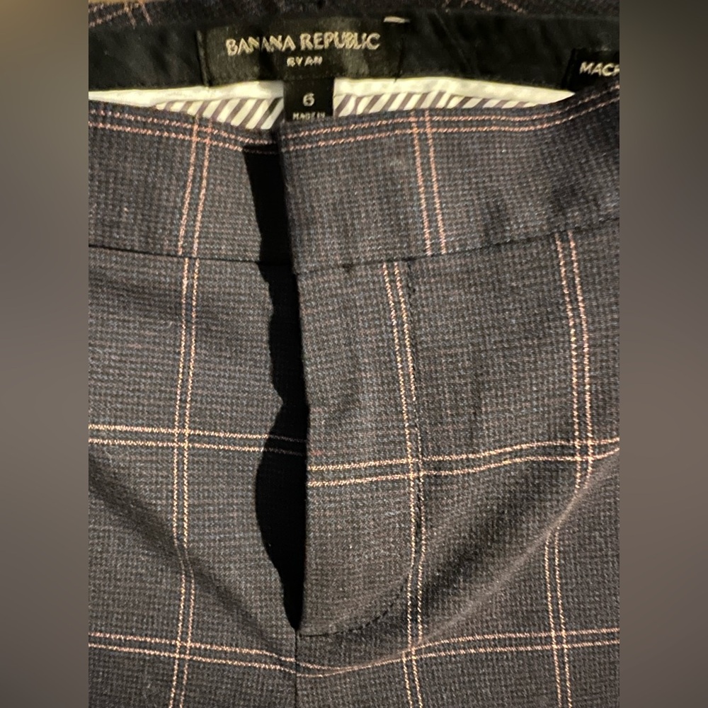 Women’s Banana Republic Ryan Pant, Navy Plaid Trousers